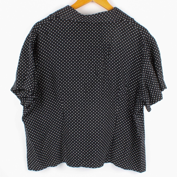Dress Barn Women's 18/20 Black/White Polka Dots Button Up Short Sleeve Blouse