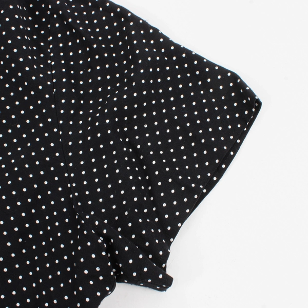 Dress Barn Women's 18/20 Black/White Polka Dots Button Up Short Sleeve Blouse