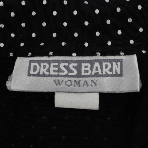 Dress Barn Women's 18/20 Black/White Polka Dots Button Up Short Sleeve Blouse