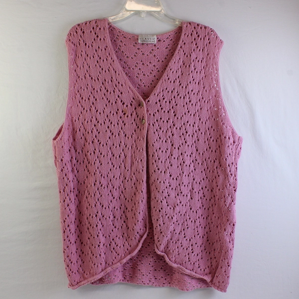 Classic Expressions Pink Knit Cotton Sweater Vest Women's Size XL FLAWED