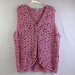 Classic Expressions Pink Knit Cotton Sweater Vest Women's Size XL FLAWED