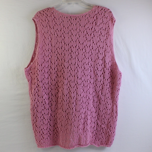 Classic Expressions Pink Knit Cotton Sweater Vest Women's Size XL FLAWED