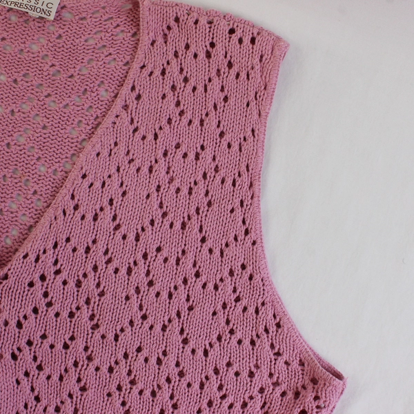 Classic Expressions Pink Knit Cotton Sweater Vest Women's Size XL FLAWED