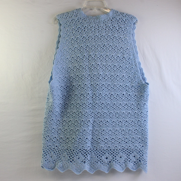 Handmade Knit Crochet Powder Blue Sweater Vest Women's Size 1X FLAWED