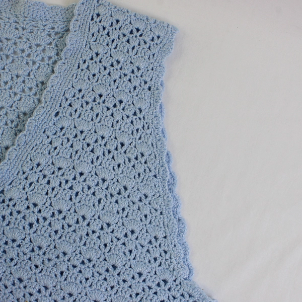 Handmade Knit Crochet Powder Blue Sweater Vest Women's Size 1X FLAWED
