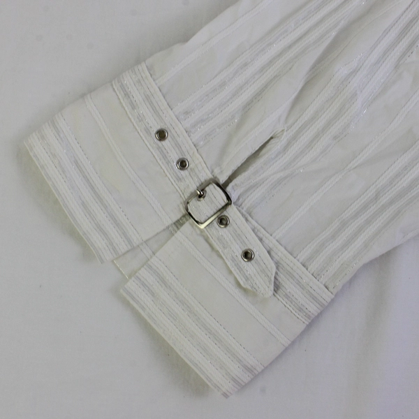 Fashion Bug Sparkly White 3/4-Sleeve Button-Up Women's Size 30/32W FLAWED