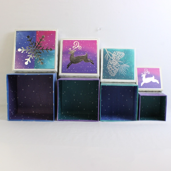 Barrington Studios Set of 4 Nesting Christmas Gift Boxes