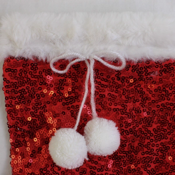 Set of 6 Small Red Sequin Christmas Gift Pouches