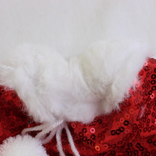 Set of 6 Small Red Sequin Christmas Gift Pouches