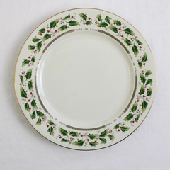 Royal Limited Holly Holiday Pattern Salad Plate Ceramic 7.5" Diameter