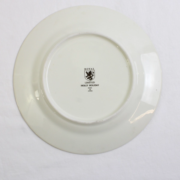 Royal Limited Holly Holiday Pattern Salad Plate Ceramic 7.5" Diameter