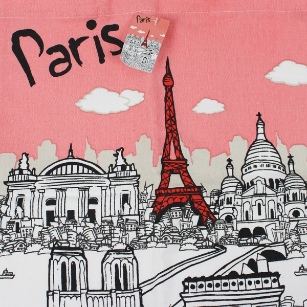 Enesco "Paris" Eiffel & City Pattern Canvas Tote Bag Shoulder 100% Cotton