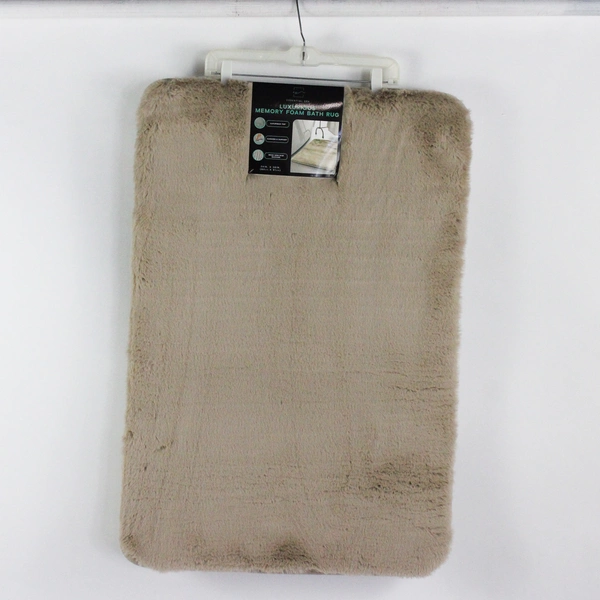 Essential Spa Faux Fur Memory Foam Bath Rug Beige 24"x36" 