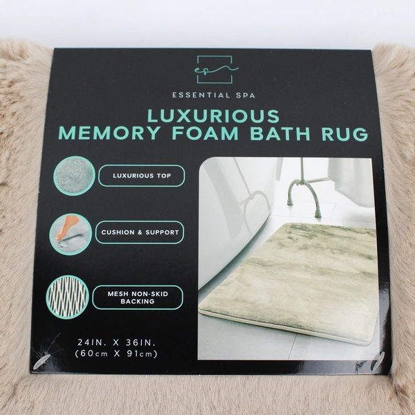 Essential Spa Faux Fur Memory Foam Bath Rug Beige 24"x36" 