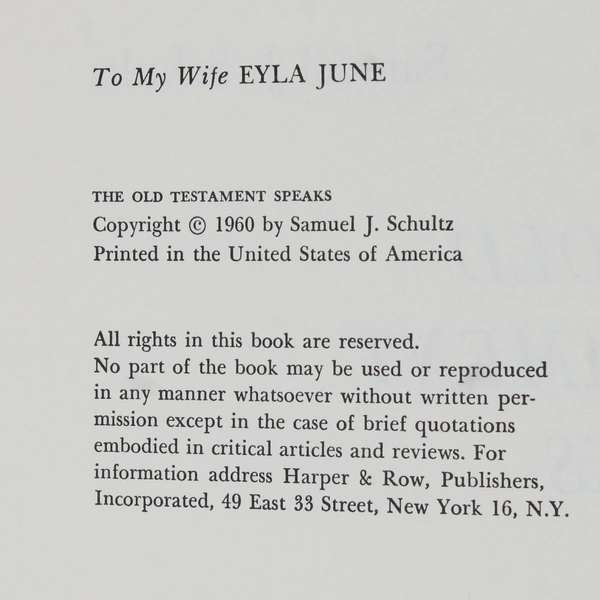 Vintage The Old Testament Speaks By Samuel J Schultz 1960 Hardcover Dust Jacket