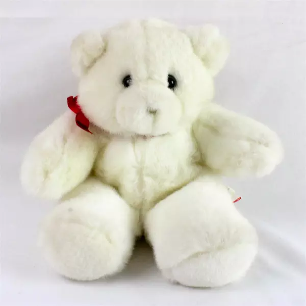 1989 Hallmark Heartline 7.5" White Plush Bear'er Of Gifts Collectible Bear