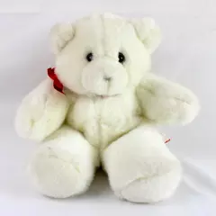 1989 Hallmark Heartline 7.5" White Plush Bear'er Of Gifts Collectible Bear