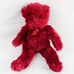 A Mart Brand 18" Red Curly Plush Teddy Bear Stuffed Animal Soft Toy Used