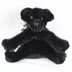8" Black Plush Dog Bean Bag with Silver Ribbons Purr-Fection by MJC Collectible