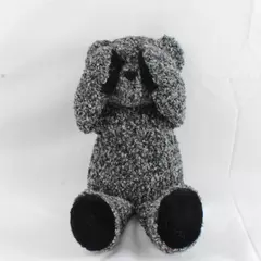 Mango Curly Gray Teddy Bear Plush 13" Peek A Boo Black Bead Eyes Soft Toy