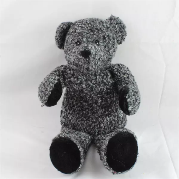 Mango Curly Gray Teddy Bear Plush 13" Peek A Boo Black Bead Eyes Soft Toy