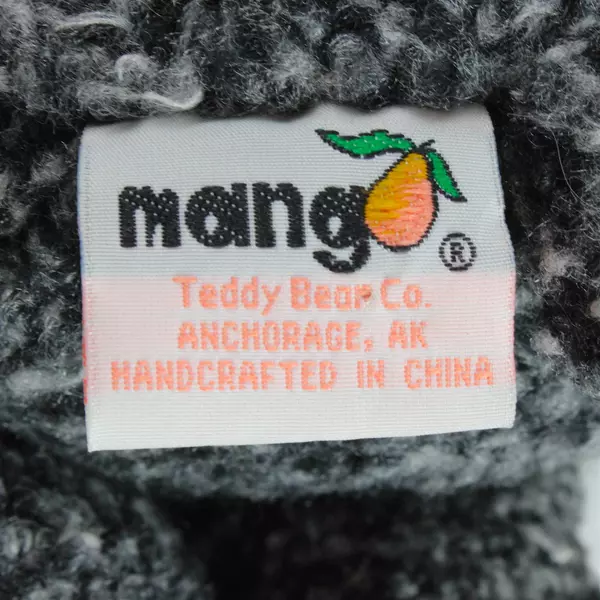 Mango Curly Gray Teddy Bear Plush 13" Peek A Boo Black Bead Eyes Soft Toy