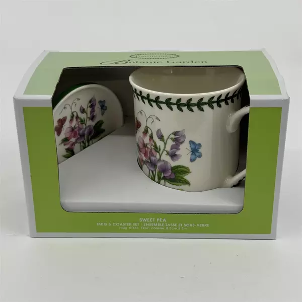 Portmeiron Botanic Garden Sweet Pea Cup and Coaster NIP