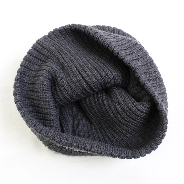 Attakid Gray Striped Acrylic Knit Beanie Kids One Size 4-7