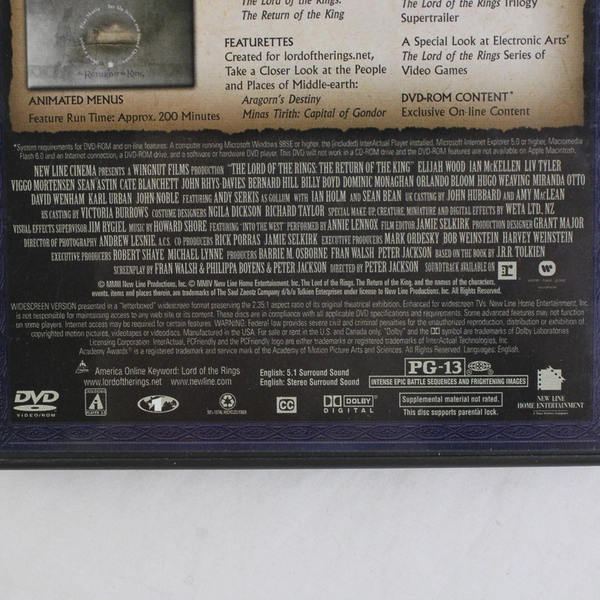 Lord Of The Rings: Return Of The King 2-Disc DVD Set PG-13 - 2004 Edition