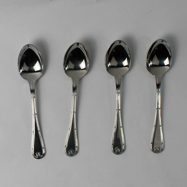 Set of 4 Towle Hotel Stainless Steel Ribbon Edge Teaspoons