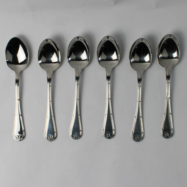 Set of 6 Towle Hotel Stainless Steel Ribbon Edge Teaspoons