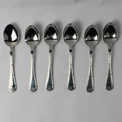 Set of 6 Towle Hotel Stainless Steel Ribbon Edge Teaspoons