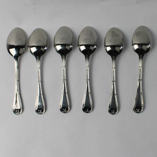 Set of 6 Towle Hotel Stainless Steel Ribbon Edge Teaspoons