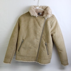 Divided by H&M Beige Faux Suede Jacket Faux Fur Lining Women's Size 12