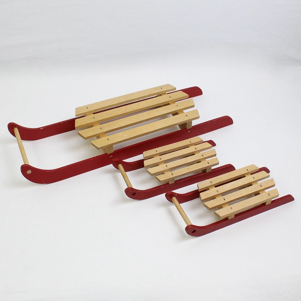 Lot of 3 Craftmade Painted Wooden Sleighs Christmas Holiday Decor