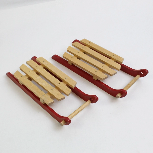 Lot of 3 Craftmade Painted Wooden Sleighs Christmas Holiday Decor