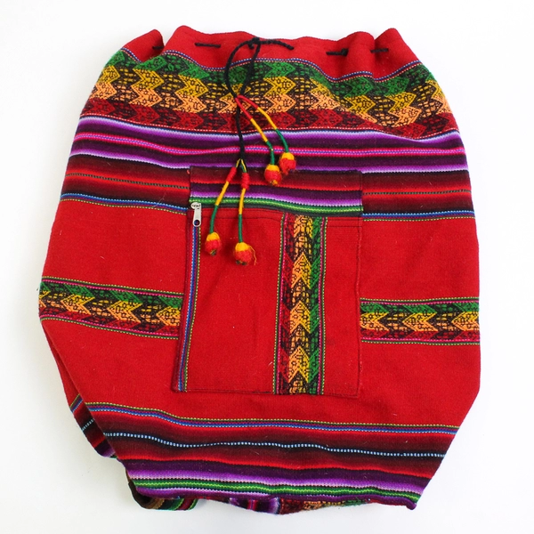 Unbranded Peruvian Style Hand Woven Backpack with Traditional Motifs 16"x18"
