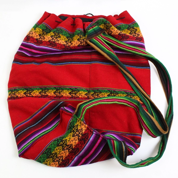 Unbranded Peruvian Style Hand Woven Backpack with Traditional Motifs 16"x18"