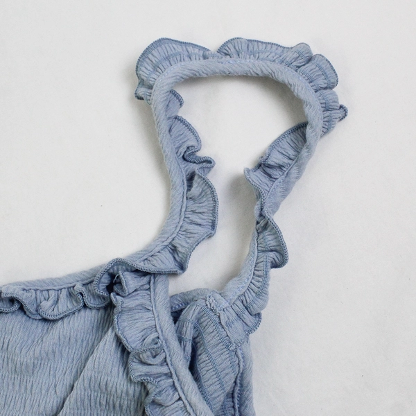 Lush Women's L Blue Sweetheart Neckline Frilly Crop Top Tank