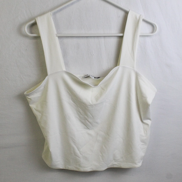 And Now This Women's XL Ivory Stretch Tank Crop Top 