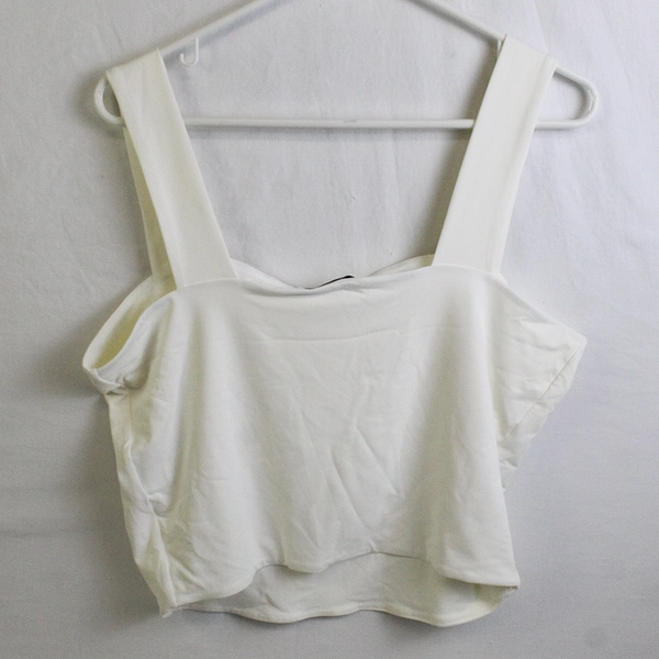 And Now This Women's XL Ivory Stretch Tank Crop Top 
