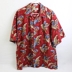 Campia Moda Men's XL Red Floral Hawaiian Shirt Button Up Short Sleeve