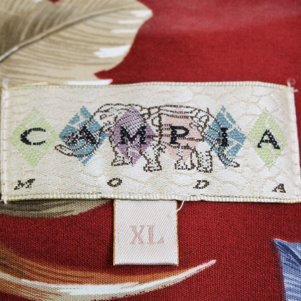 Campia Moda Men's XL Red Floral Hawaiian Shirt Button Up Short Sleeve