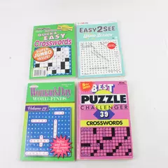 Lot of 4 Word Puzzle Books 2 Crossword & 2 Word Searches Pre-Owned