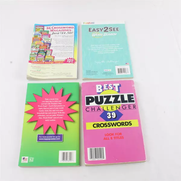 Lot of 4 Word Puzzle Books 2 Crossword & 2 Word Searches Pre-Owned