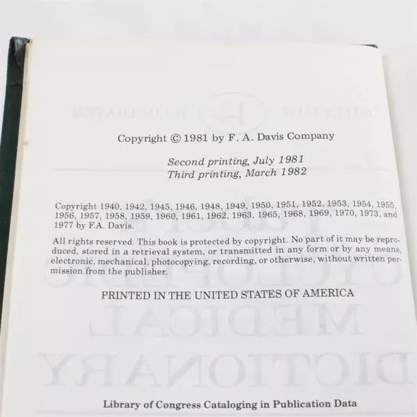 Taber's Cyclopedic Medical Dictionary Reference Book