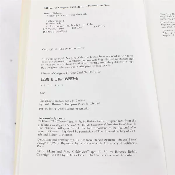 A Short Guide to Writing about Art 2nd Edition by Sylvan Barnet Paperback