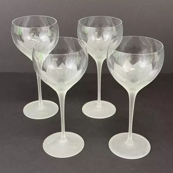 Set of 4 Rosenthal Crystal Lotus Blossoms Wine Glasses