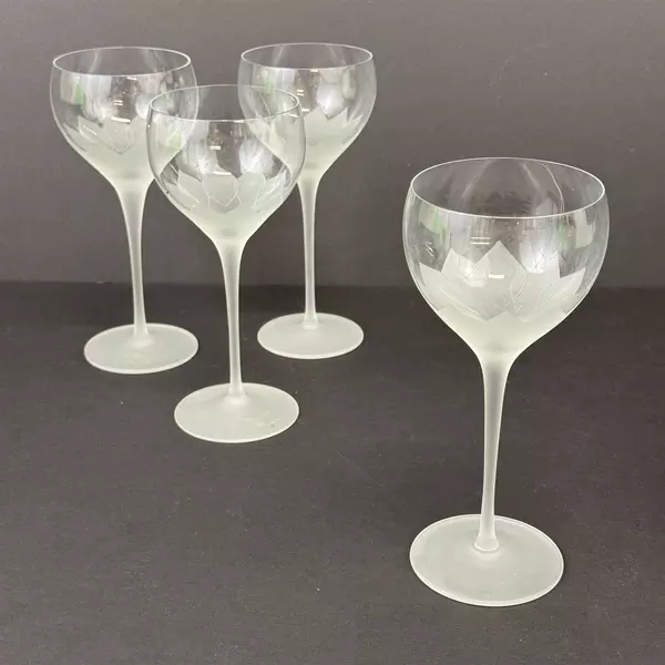 Set of 4 Rosenthal Crystal Lotus Blossoms Wine Glasses