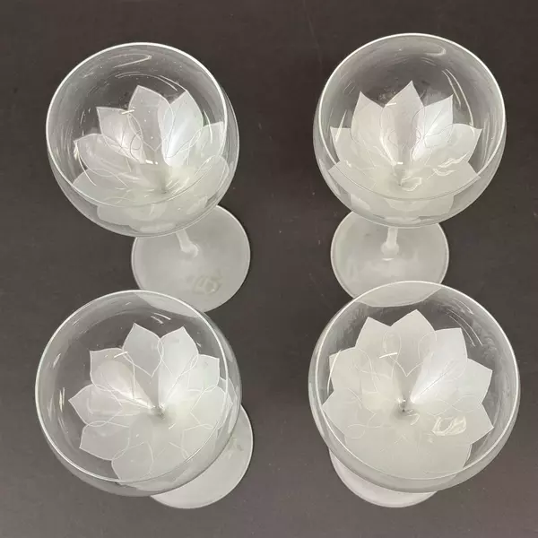 Set of 4 Rosenthal Crystal Lotus Blossoms Wine Glasses